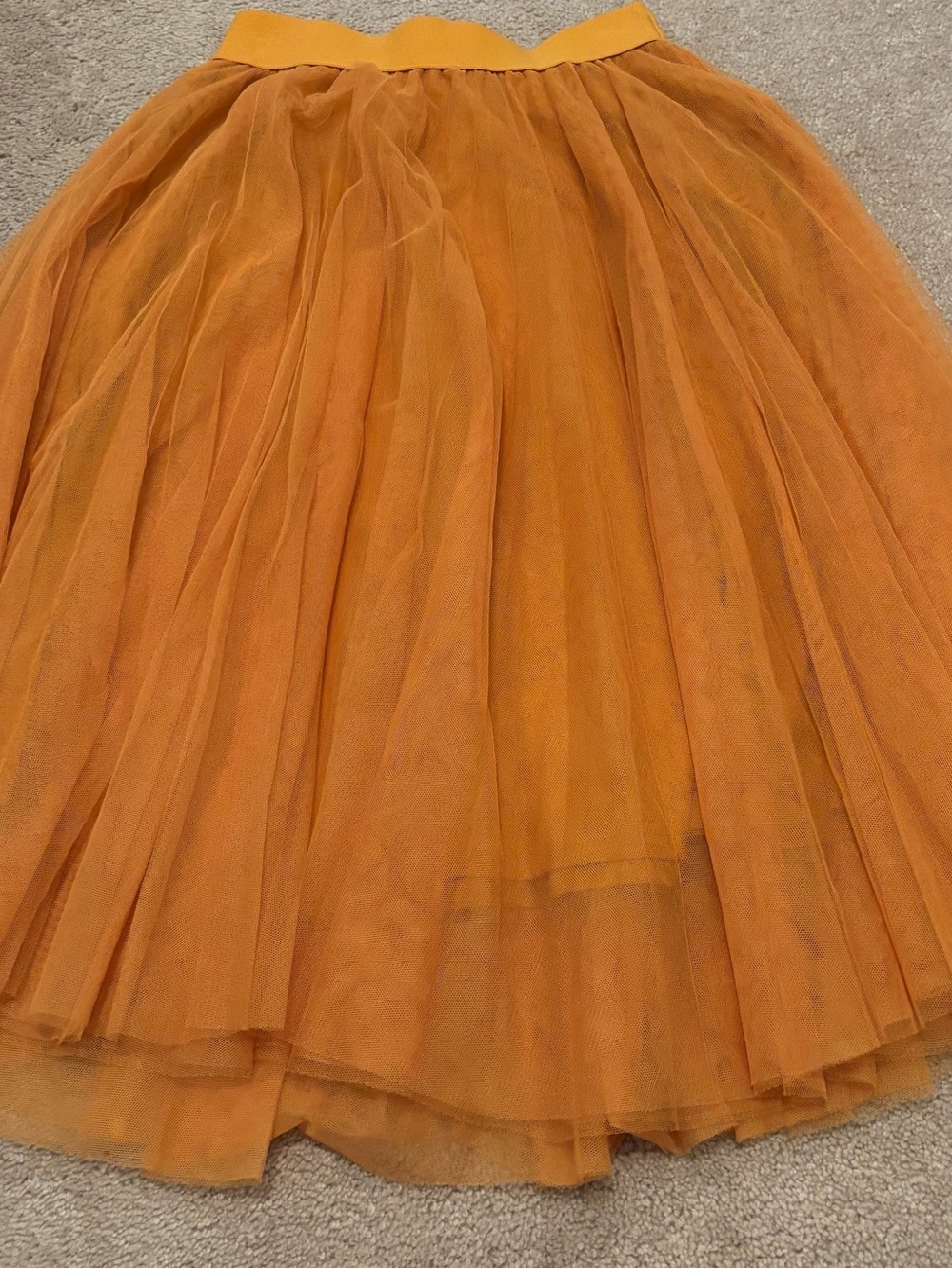 Charlotte Russe Women’s Small Golden Orange Layered Tulle Midi Skirt Pull On
